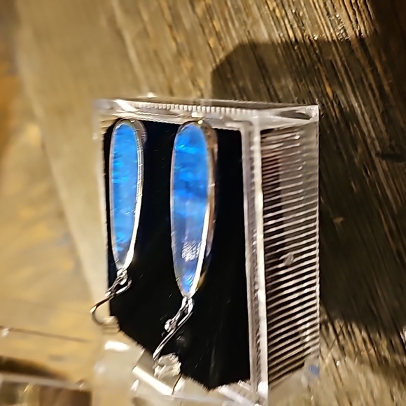 New Blue Opal sterling Earrings - Picture 2 of 5